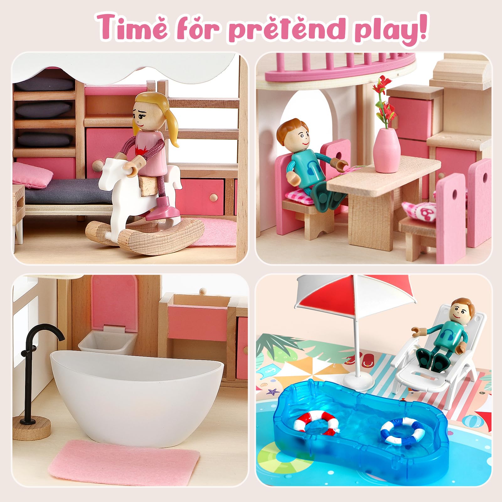 Atoylink portable handle simplifies carrying the dollhouse on family trips.