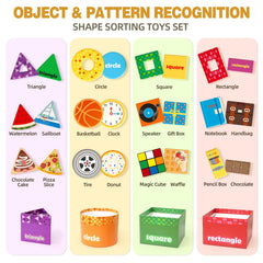 Atoylink Shape Sorter triangle box helps toddlers identify shapes and daily life cues.