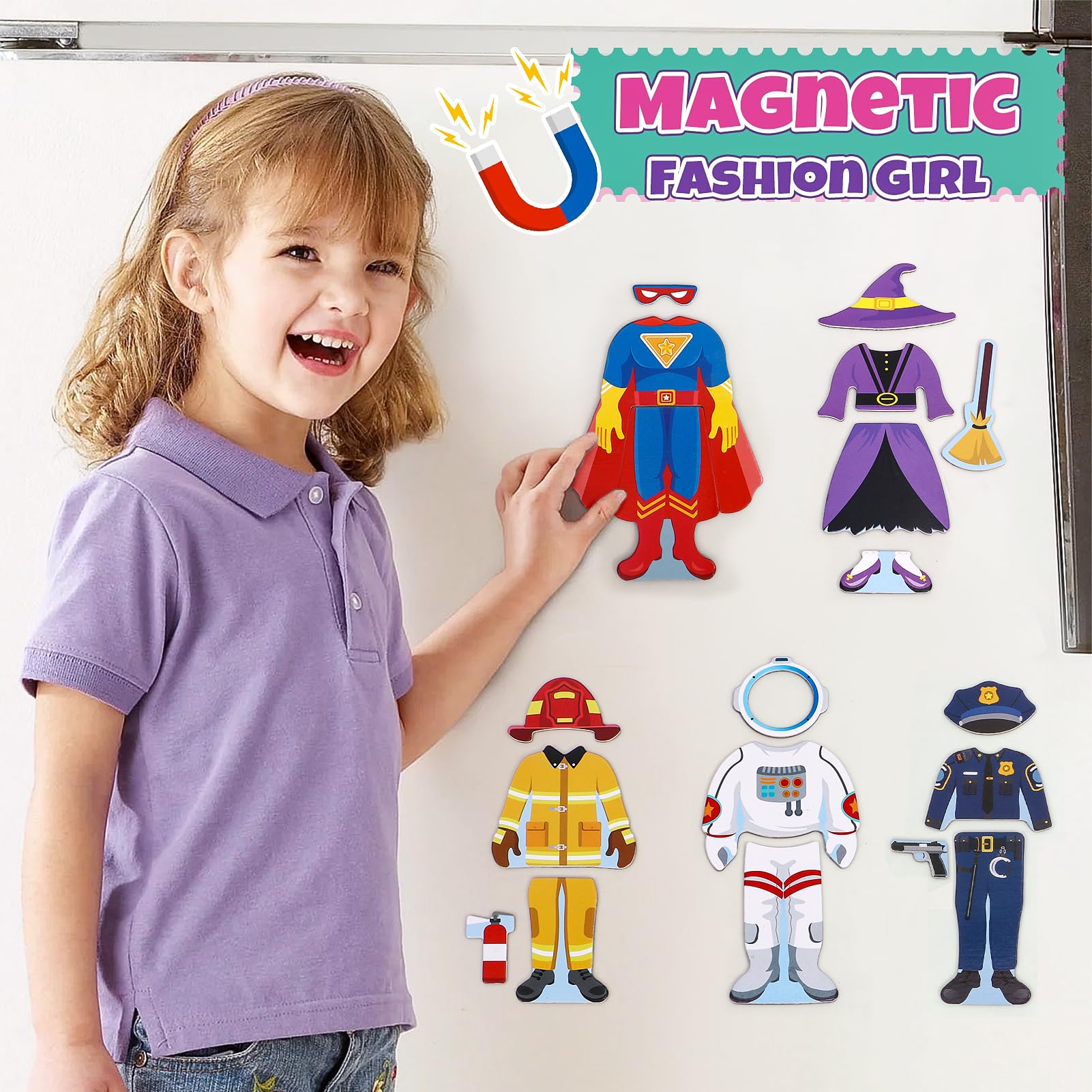 Two sturdy wooden doll stands keep stories upright during pretend play.