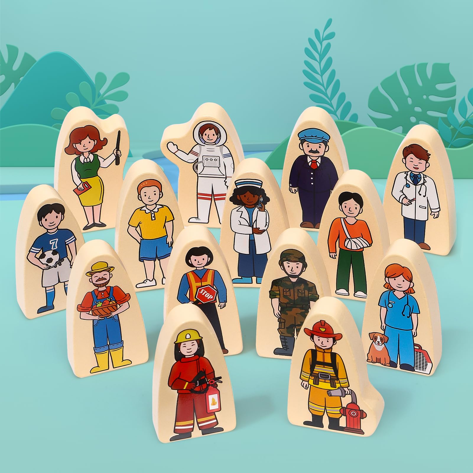 Atoylink wooden occupations blocks help kids explore jobs during play
