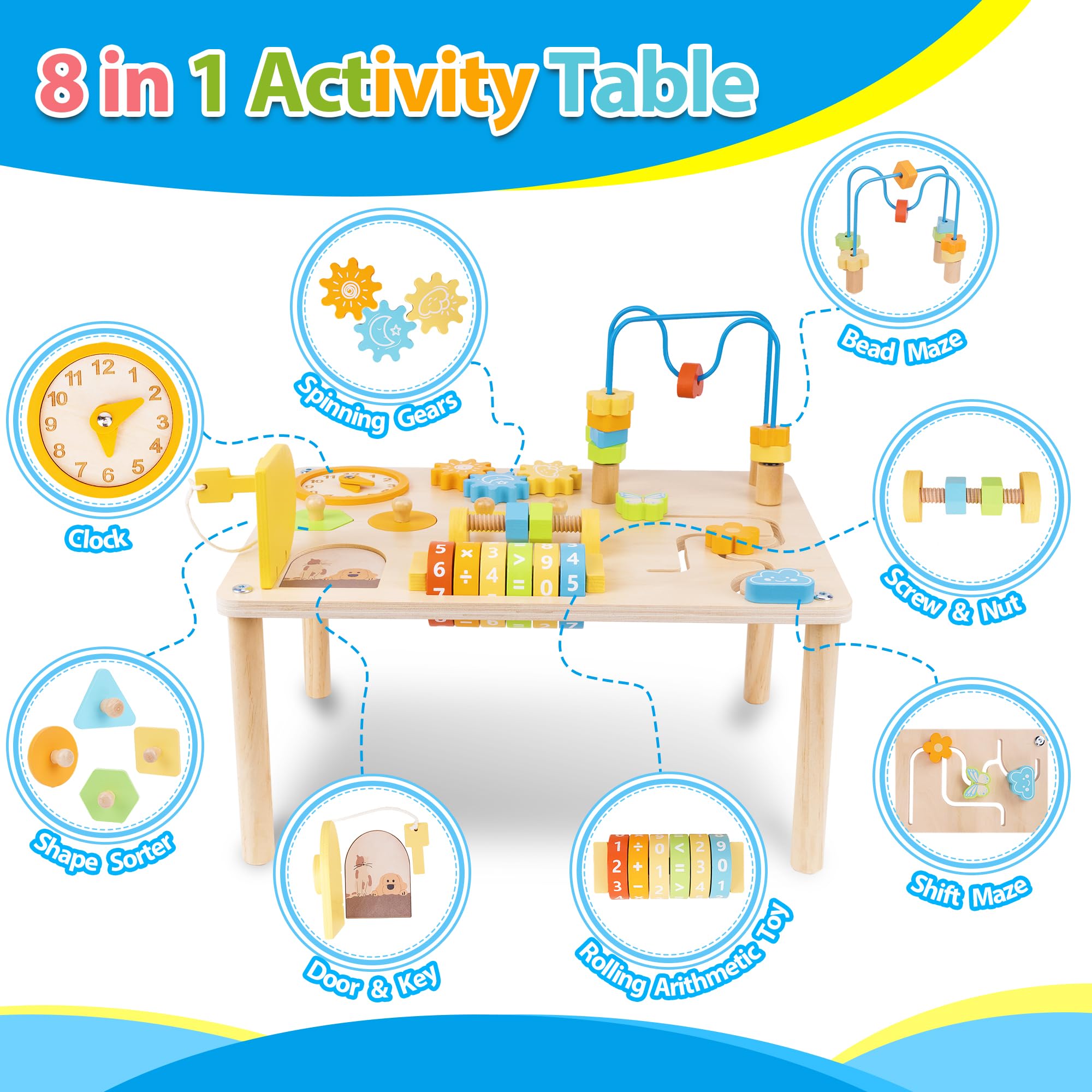 ATOYUS table with spinning gears promoting hand-eye coordination during play