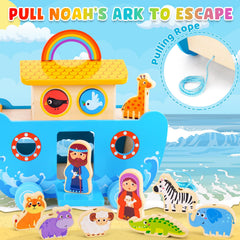 ATOYUS Noah's Ark animal figures set supports sorting and fine motor skills during playtime.