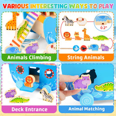 ATOYUS Noah's Ark gate and ladder wooden toy invites guided exploration and coordination.