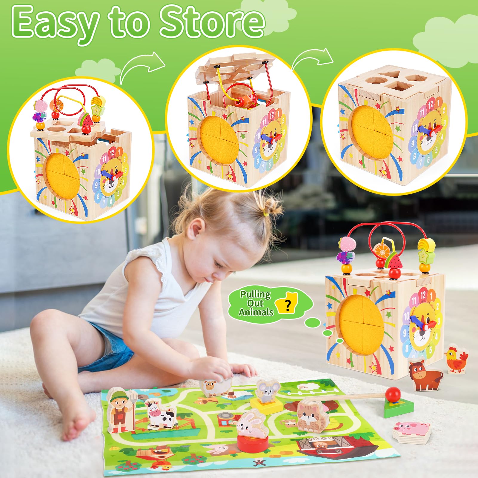 ATOYUS Clock-learning toy helps kids recognize time concepts in a fun way.
