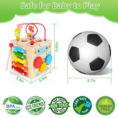 ATOYUS Rotating gears encourage tinkering and problem-solving in a safe wooden frame.