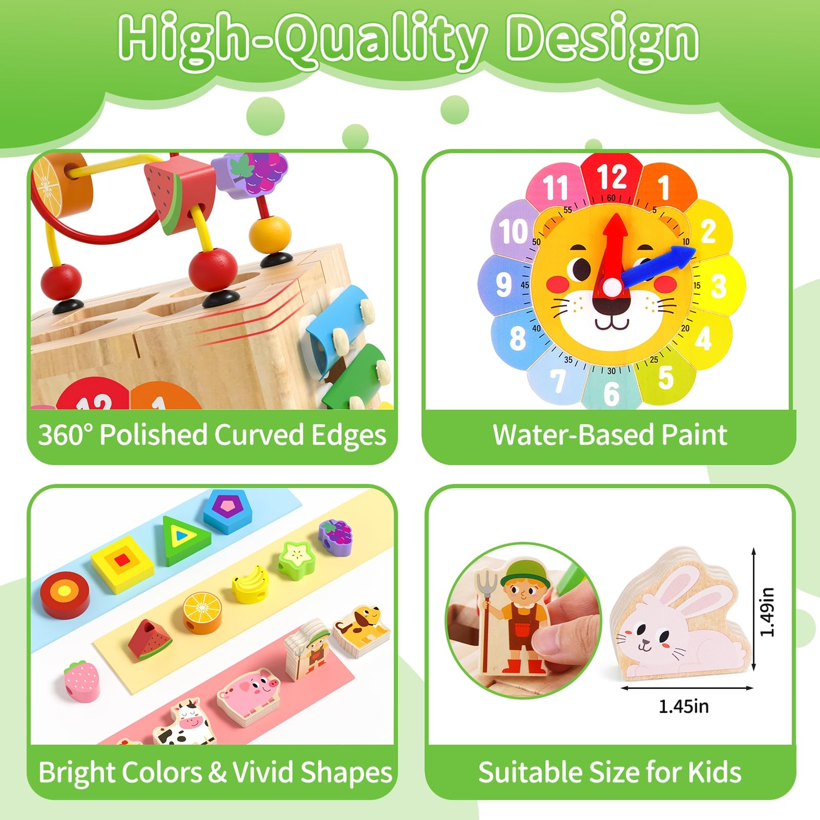 ATOYUS Wooden cube xylophone introduces rhythm and auditory awareness during playtime.