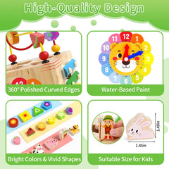 ATOYUS Wooden cube xylophone introduces rhythm and auditory awareness during playtime.