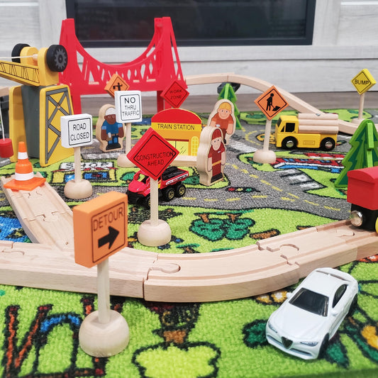 Attatoy natural wood signs with yellow, white, and orange accents for bright visuals