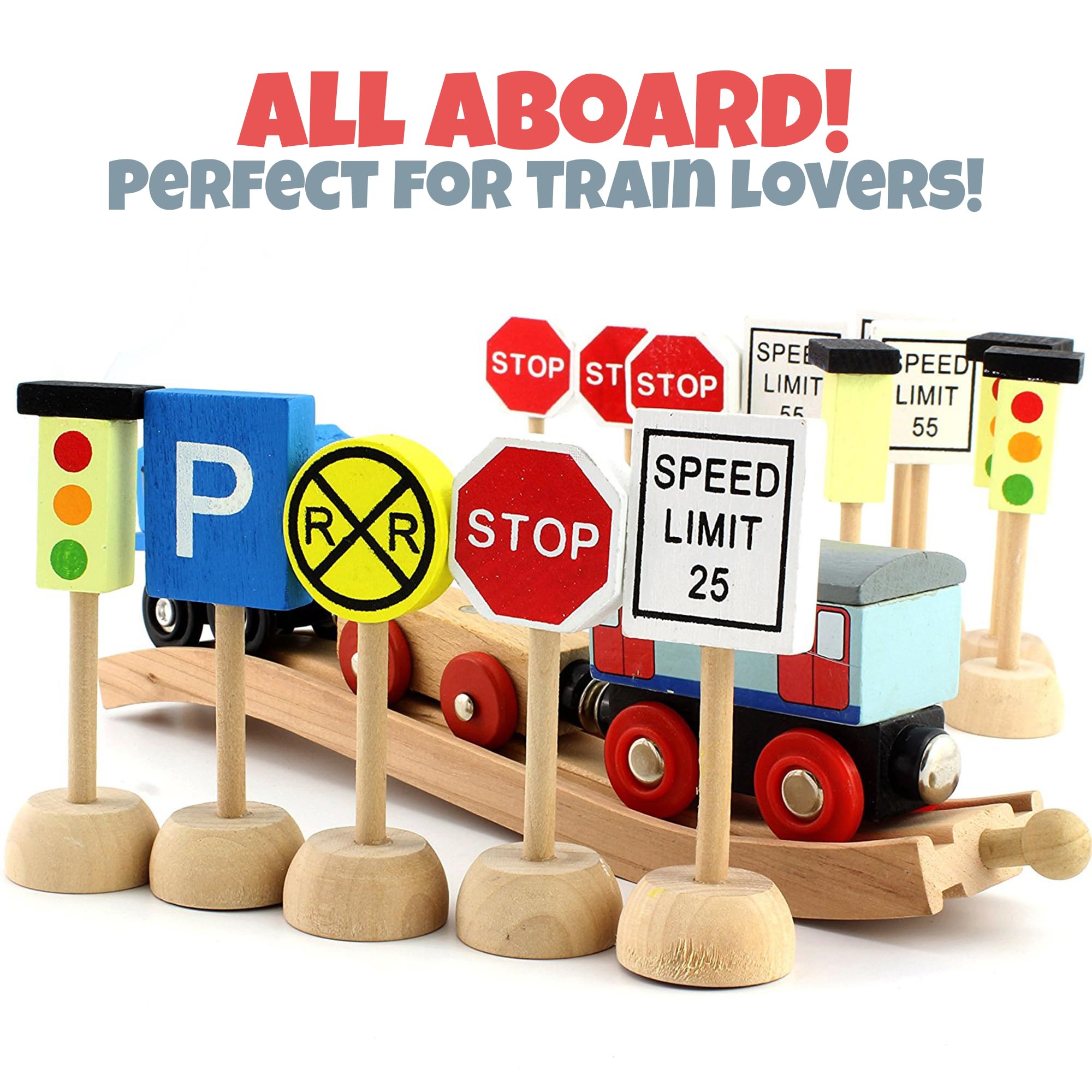 Attatoy wooden street signs speed limit set sparks road rule storytelling