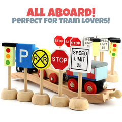Attatoy wooden street signs speed limit set sparks road rule storytelling