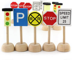 Attatoy wooden street signs traffic set enhancing imaginative driving play for kids