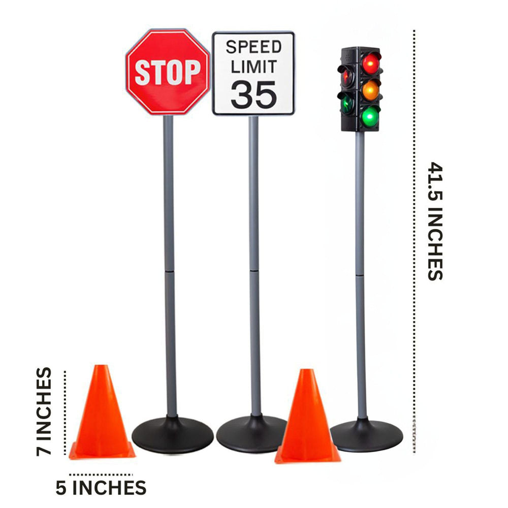 Attatoy Large Traffic Signs Playset sign sizes 7 to 8.5 inches