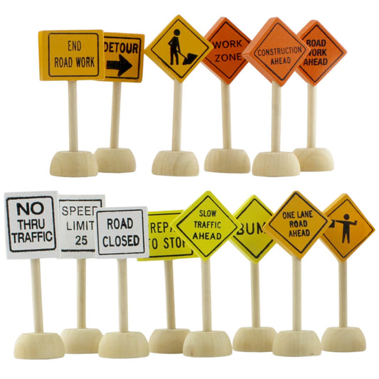 Attatoy wooden road sign set with 14 pieces for immersive traffic play