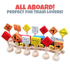 Attatoy wooden vehicles play scene with road signs