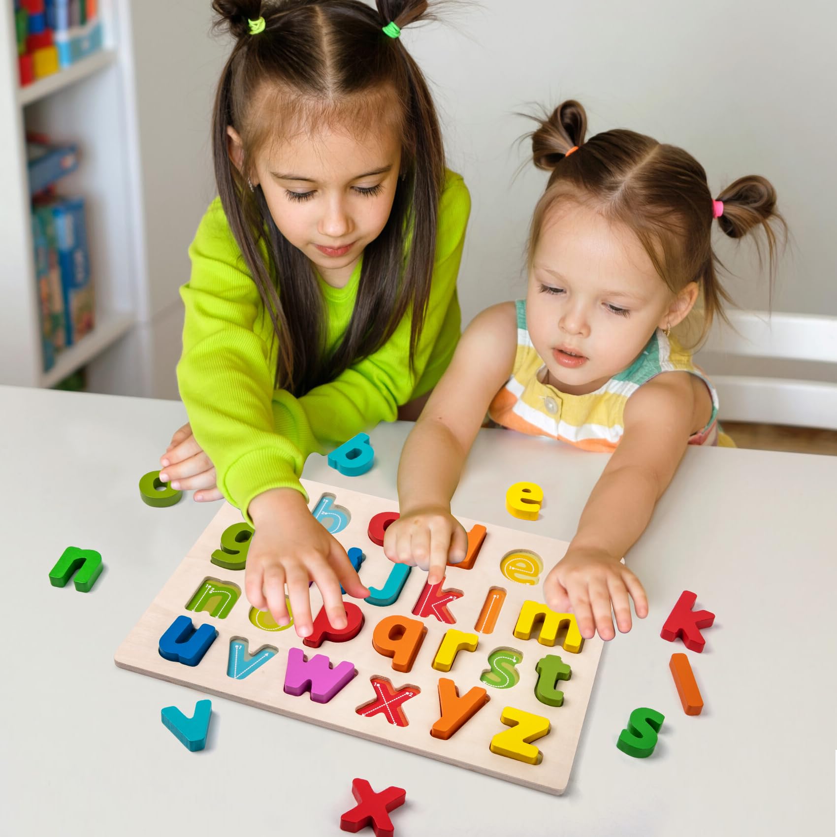 Attmu Montessori-style alphabet puzzle supports cognitive development through play.