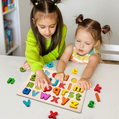 Attmu Montessori-style alphabet puzzle supports cognitive development through play.