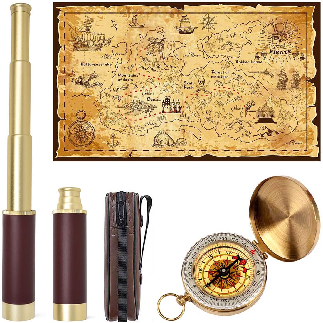 Aubric pirate spyglass telescope for imaginative play and outdoor adventures