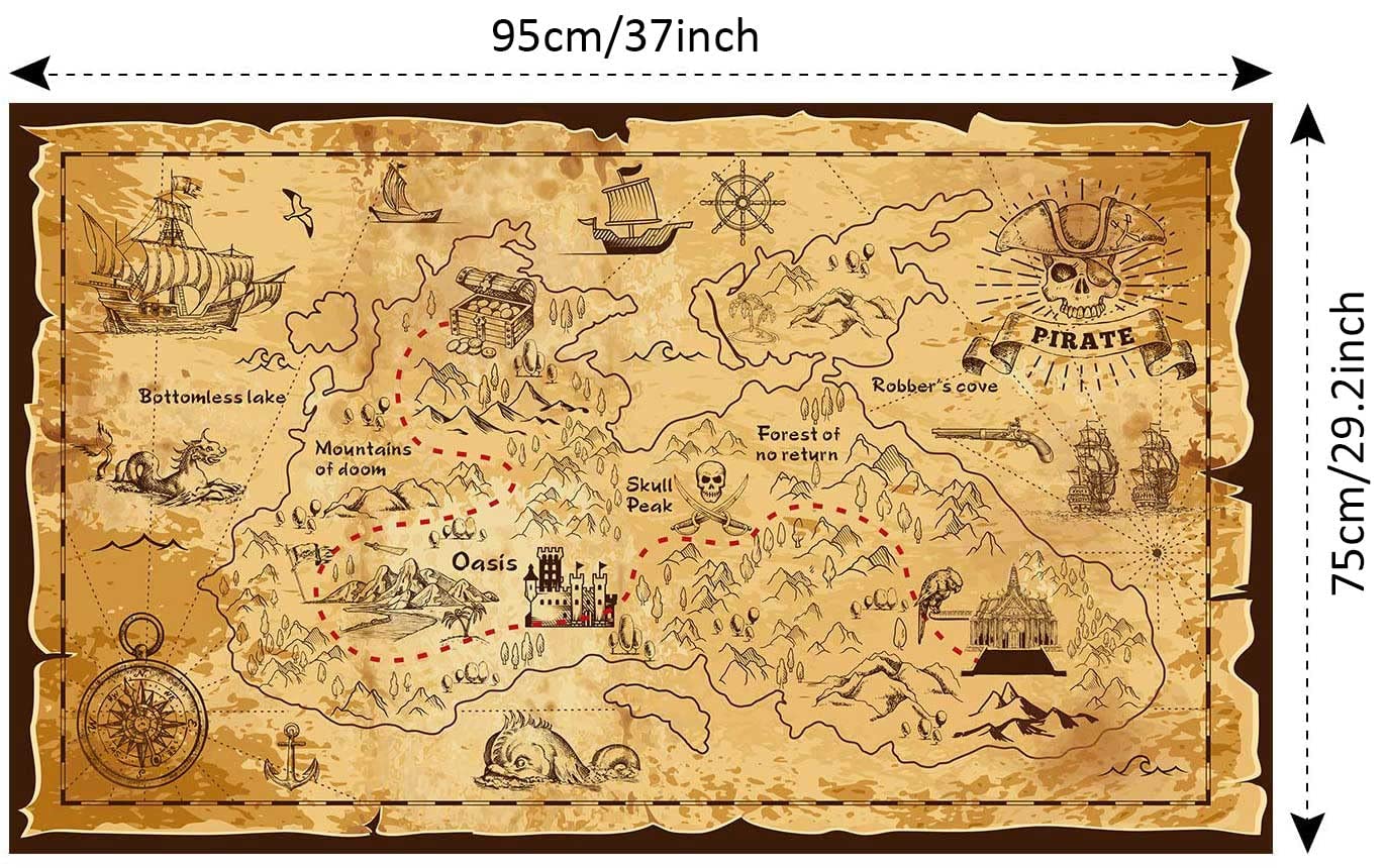 Aubric nearly 3x3 ft treasure map hanging decor backdrop