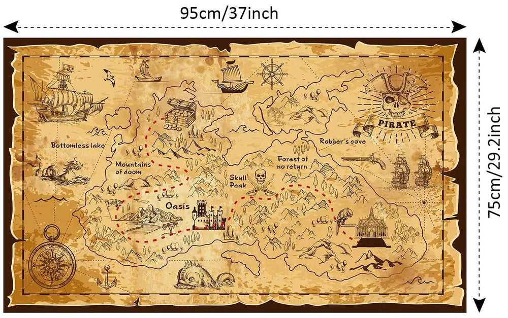Aubric nearly 3x3 ft treasure map hanging decor backdrop