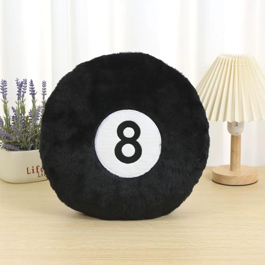 AUCOOMA billiard pillow 8-ball plush front view adds cozy decor for living spaces