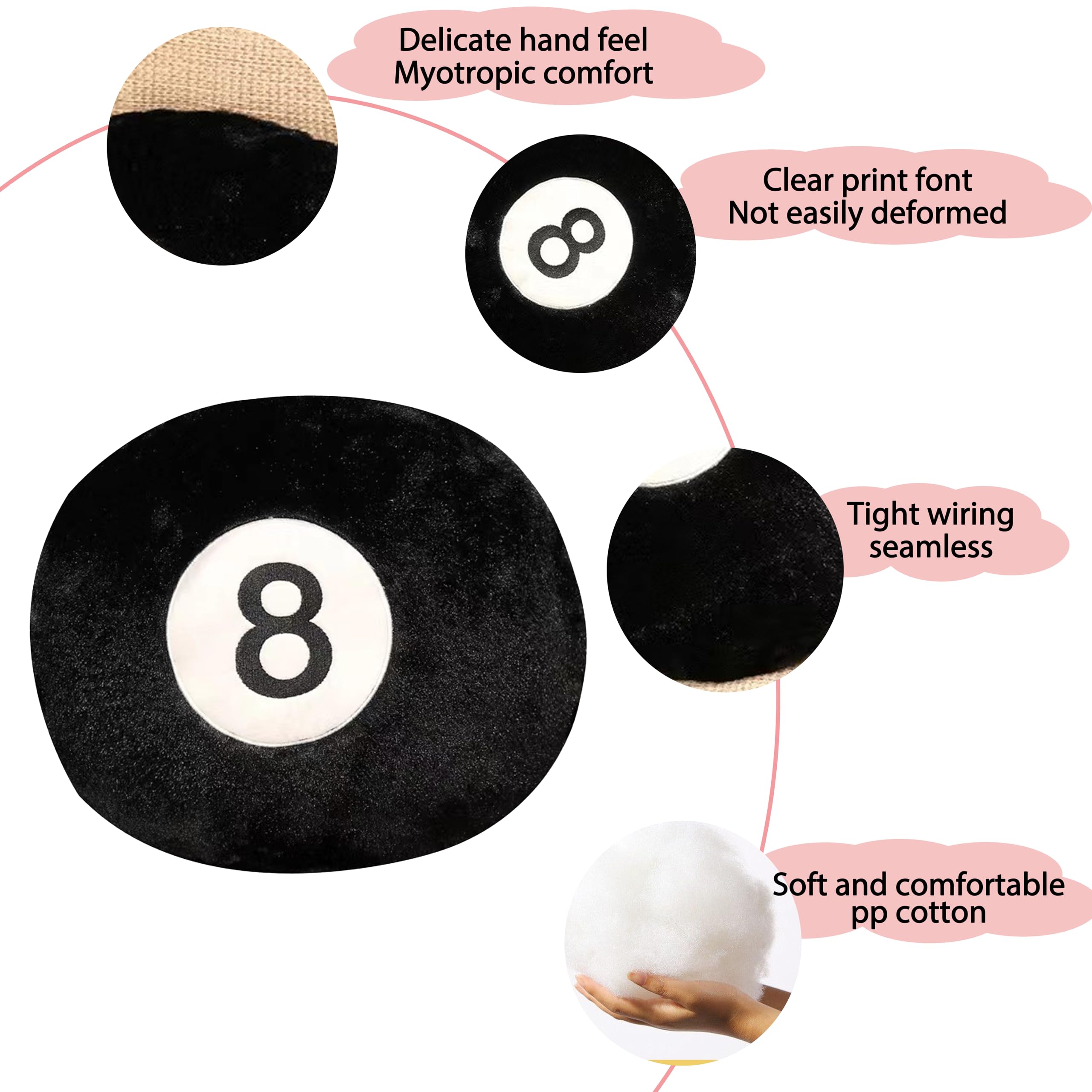 AUCOOMA billiard pillow 8-ball plush side view boosts lounge comfort