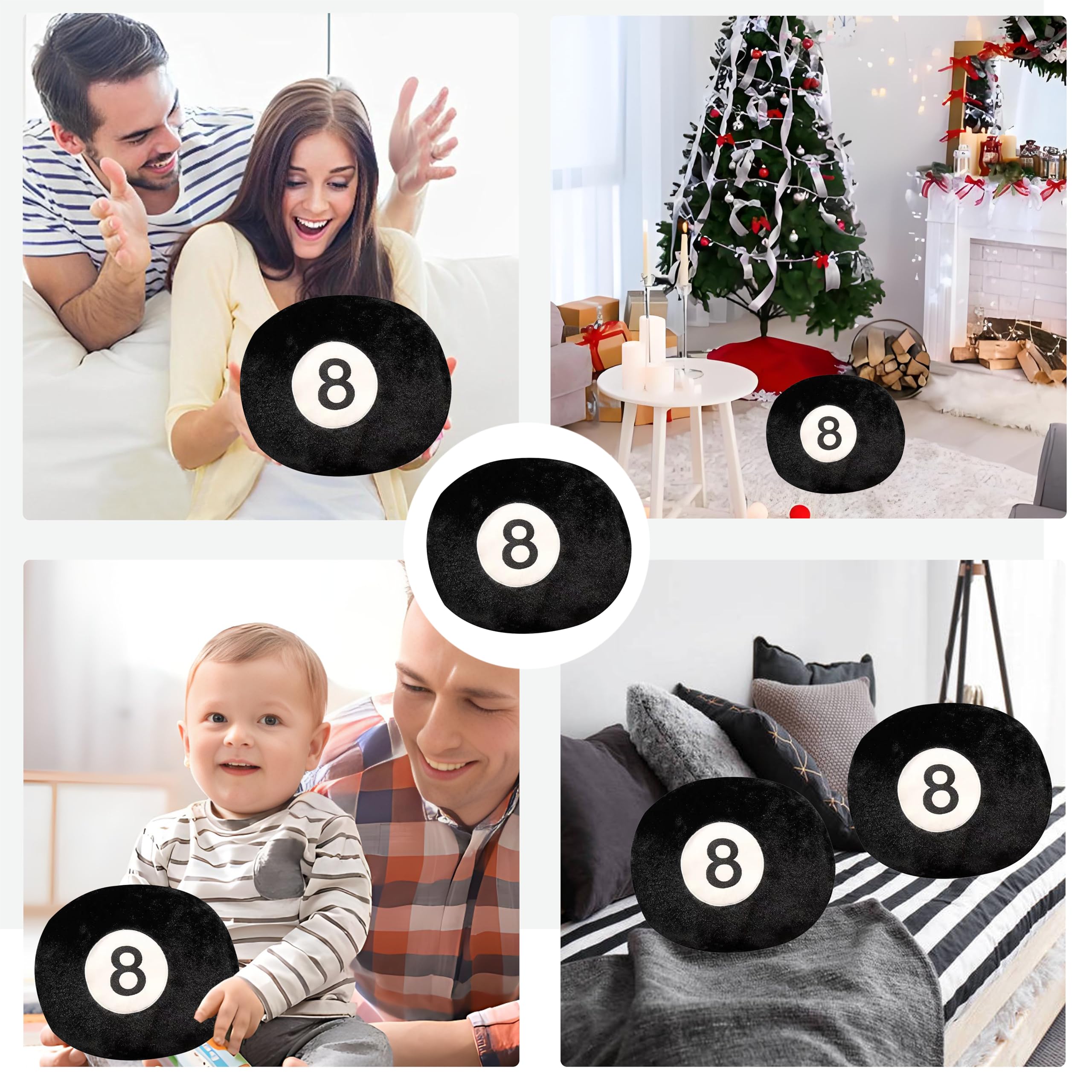 AUCOOMA 8-ball plush travels as a travel buddy in car