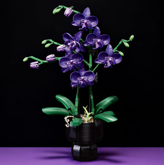 Audaxly Orchid Building Blocks Set vase display illustrates calm, maintenance-free elegance