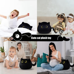 AudeRhine black cat plush toy with durable filling for daily hugs