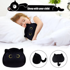 AudeRhine black cat soft pillow plush ideal for naps and travel comfort