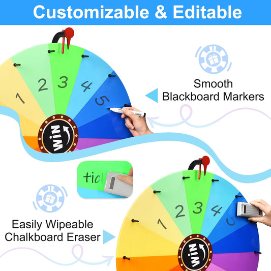 AugFir prize wheel on height-adjustable tripod for flexible event setups.