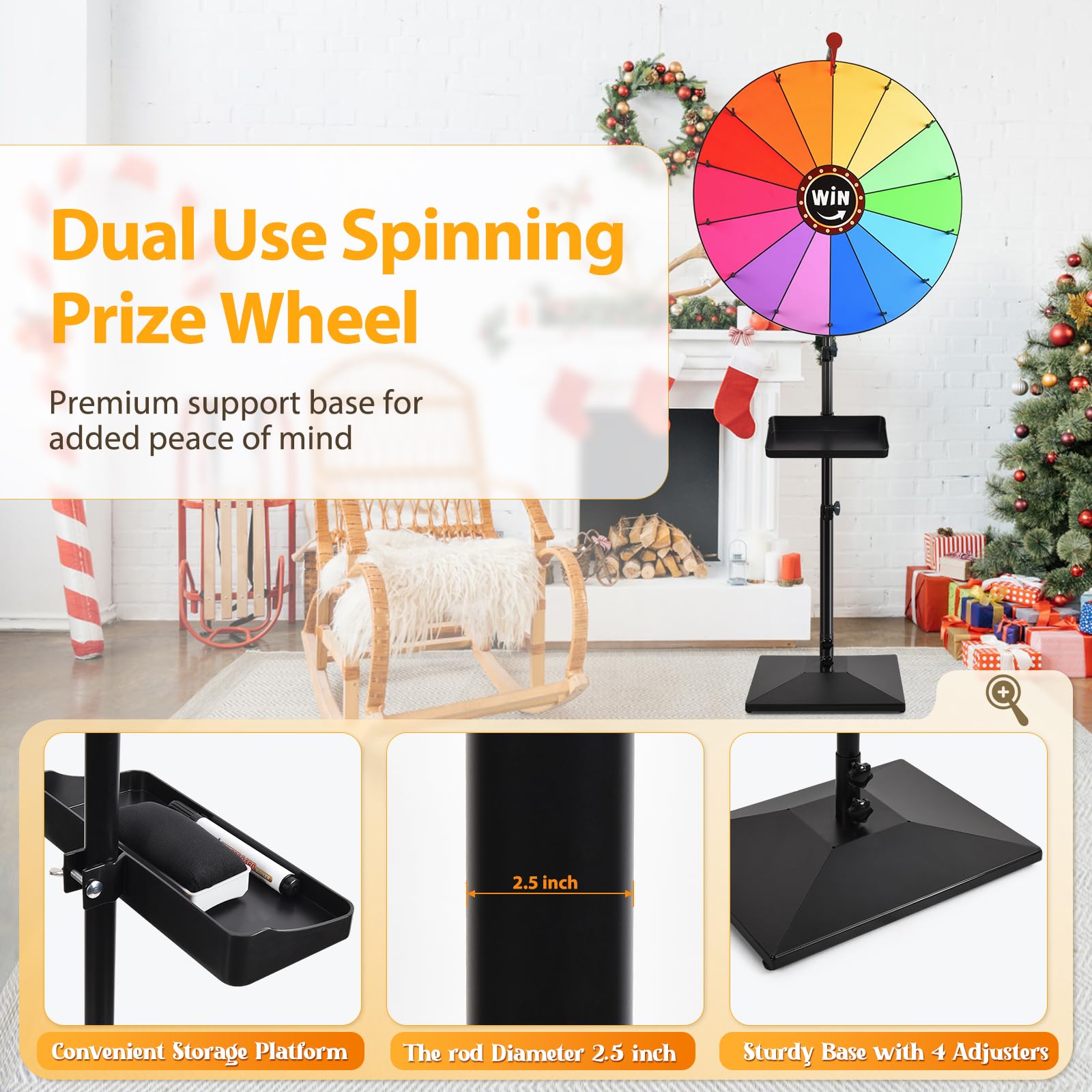AugFir prize wheel 14 color segments for easy visual picks.