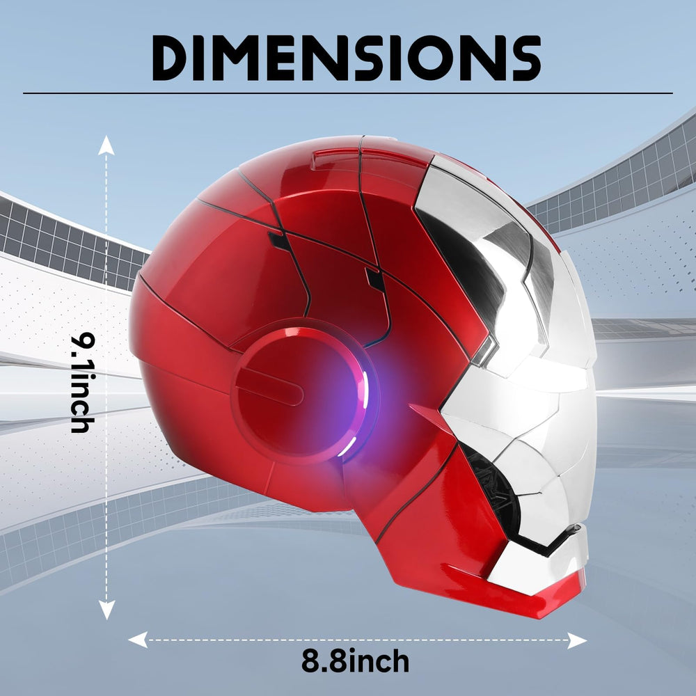 AUGMAXI Iron-Man MK5 helmet LED eyes in standard and battle modes