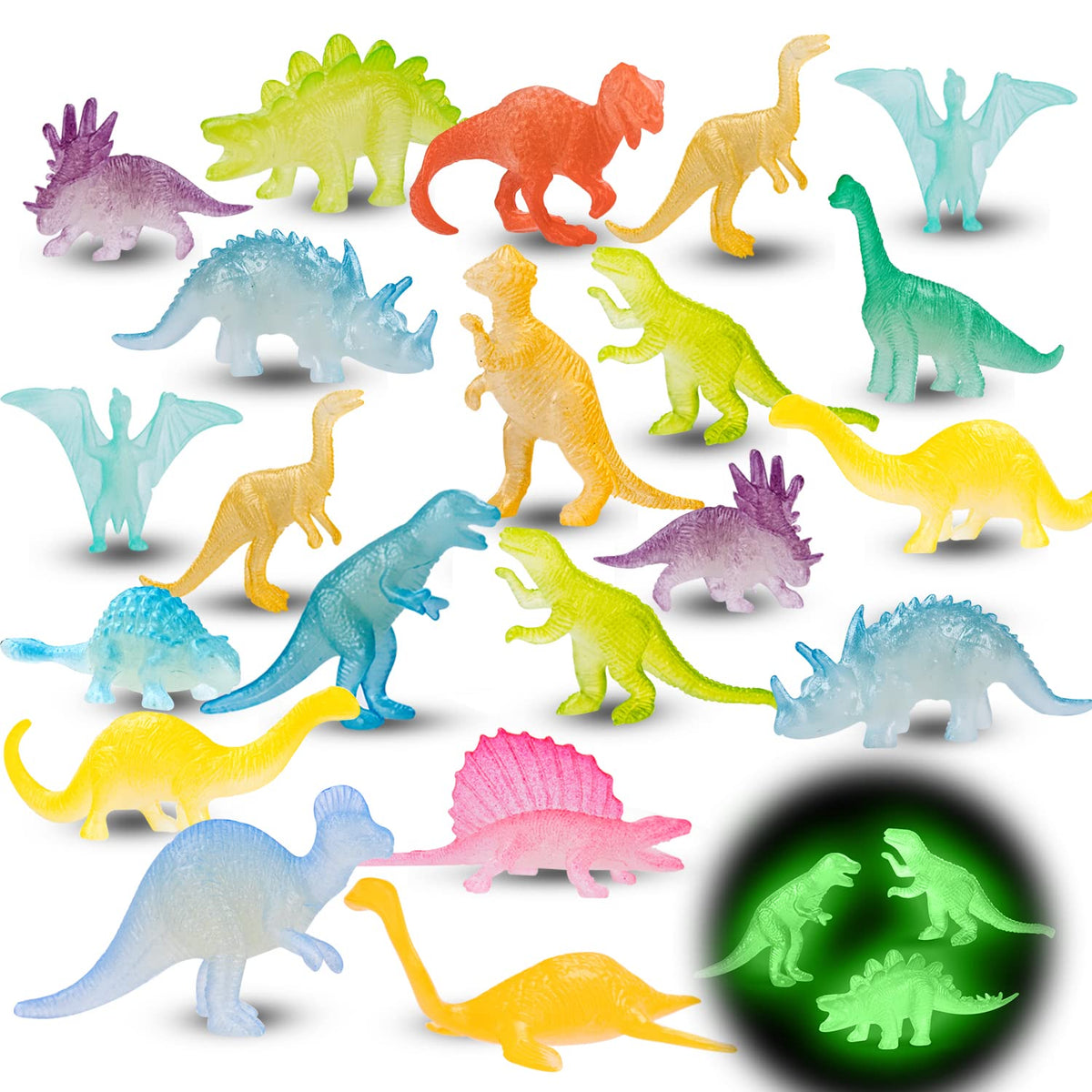 AugToy 48pcs glow dinosaurs for party favors and kids' playtime
