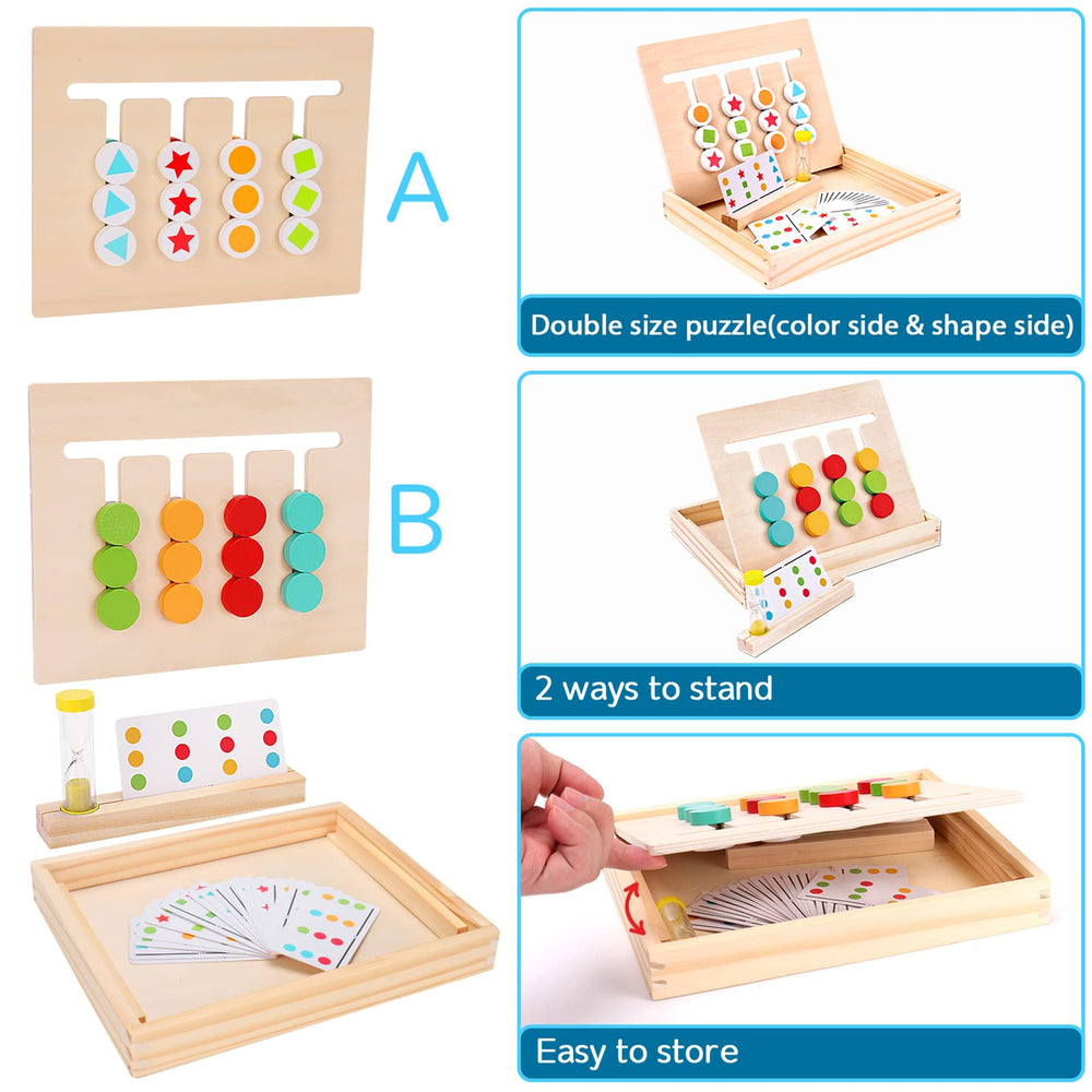 AugToy double-sided wooden board shows color-side for color matching practice.