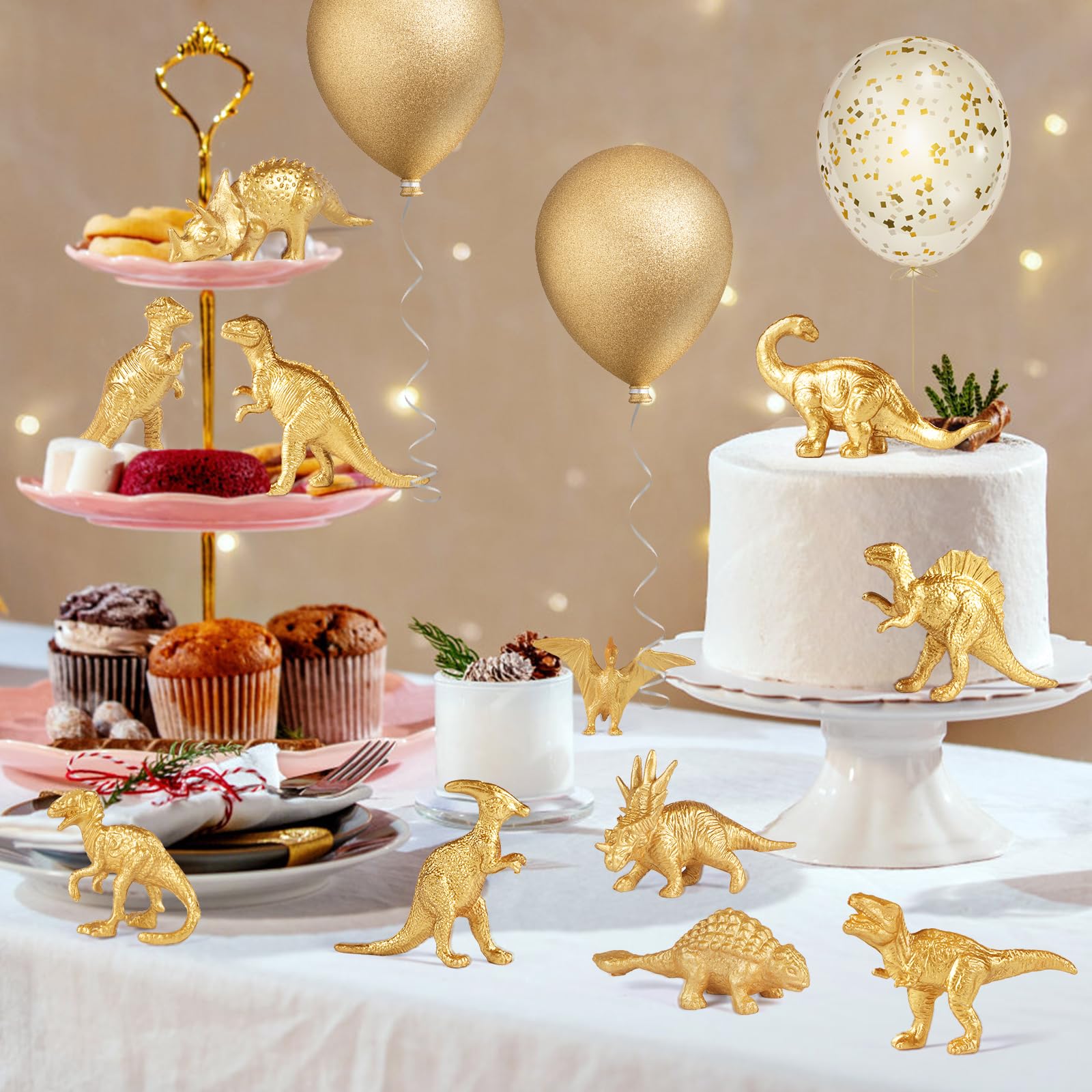 AugToy Gold Dino Figure Brachiosaurus, durable mini decor for shelves.