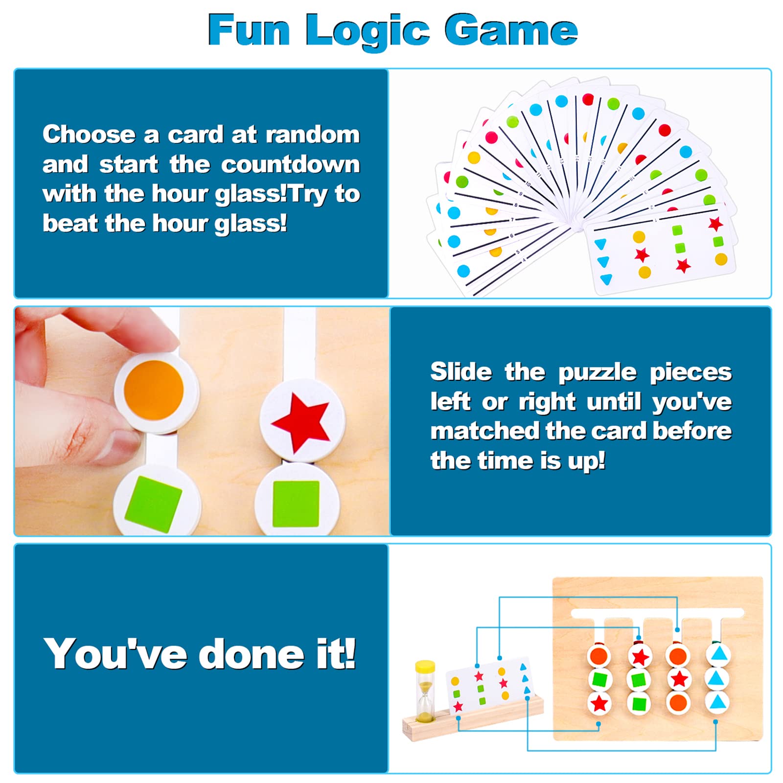 AugToy color and shape side puzzle helps kids learn shapes like square, circle, triangle, star.