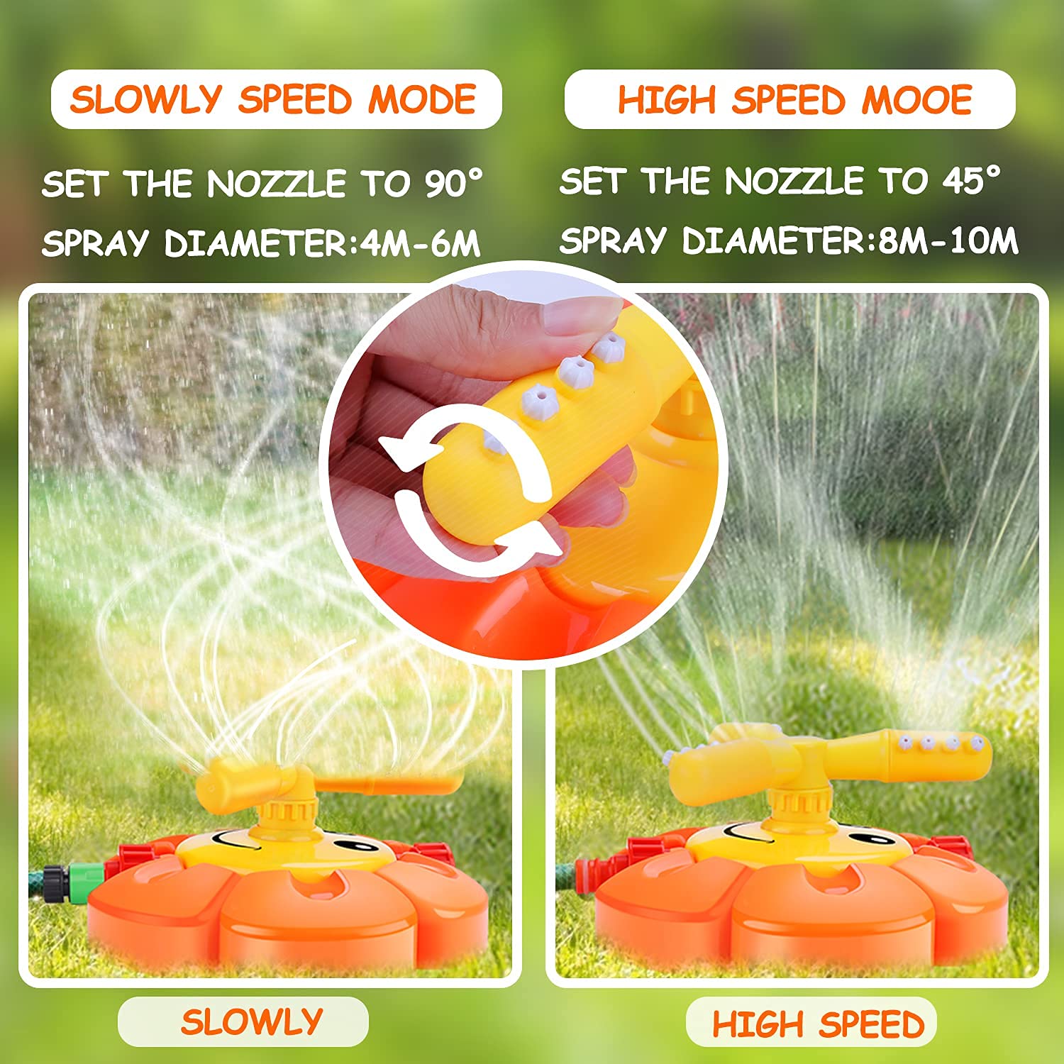 AugToy toddler sprinkler with adjustable nozzles for different ages