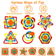 AugToy wooden shape sorter set supports early learning through color and size exploration.
