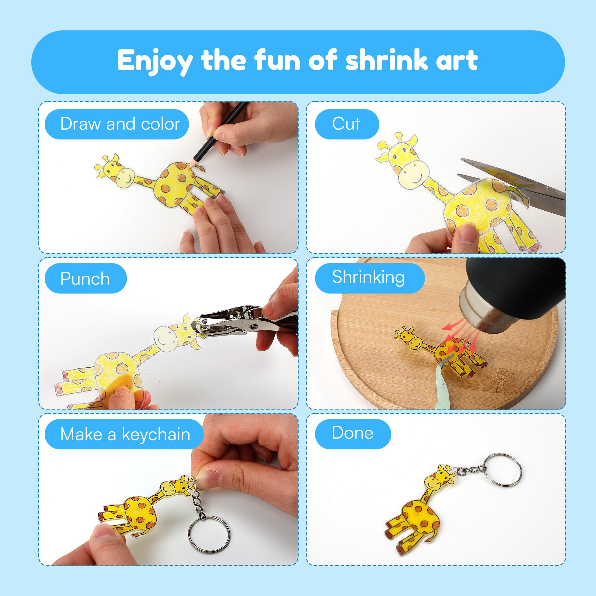 Auihiay shrink plastic kit butterfly clips and chains for charm crafts.