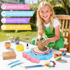 Aujazyble apron and sponge keep clothing protected during messy art sessions.