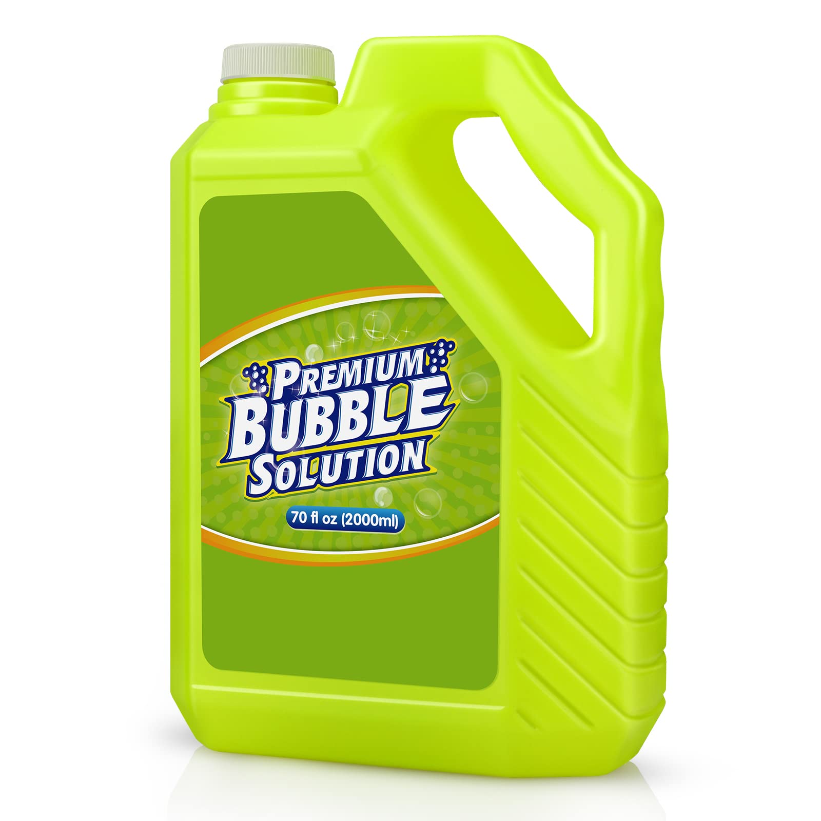 Aujazyble 70oz bubble solution refill bottle, front view for events.