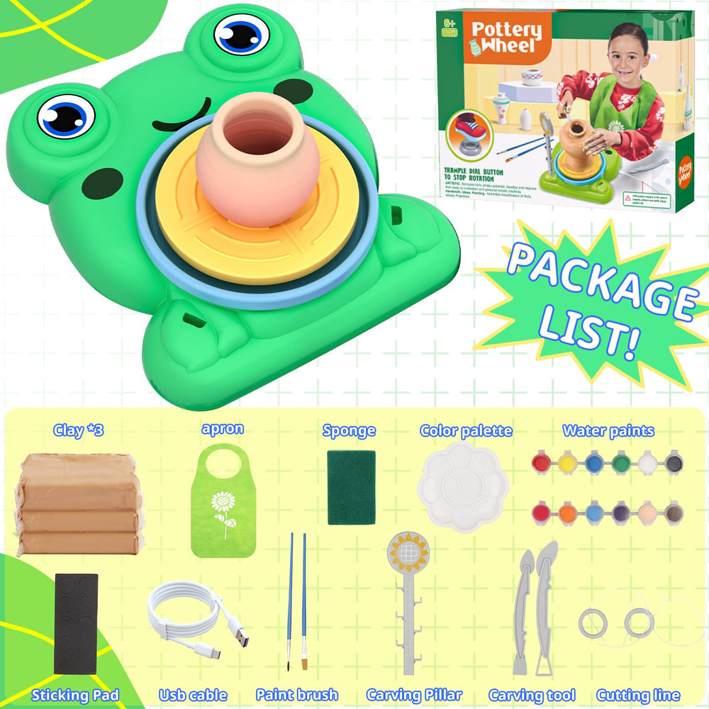 Aujazyble pottery wheel kids desk setup showing a neat learning station ideal for focused crafting.