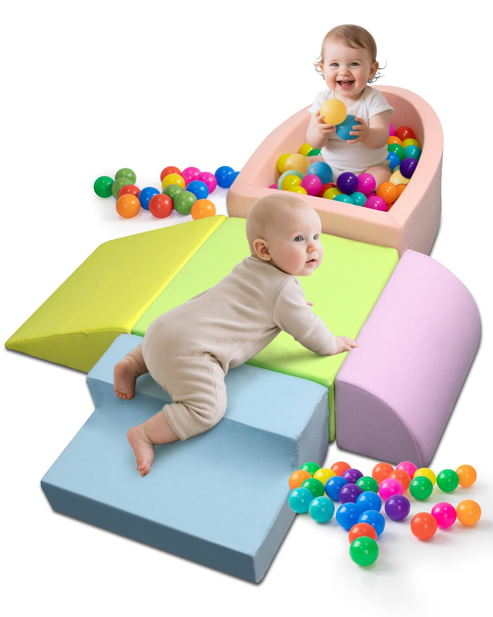 Auksay baby climbing blocks assembled for a DIY route to boost motor skills