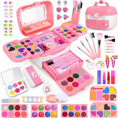 Auney 80‑pc unicorn makeup case for portable pretend play.
