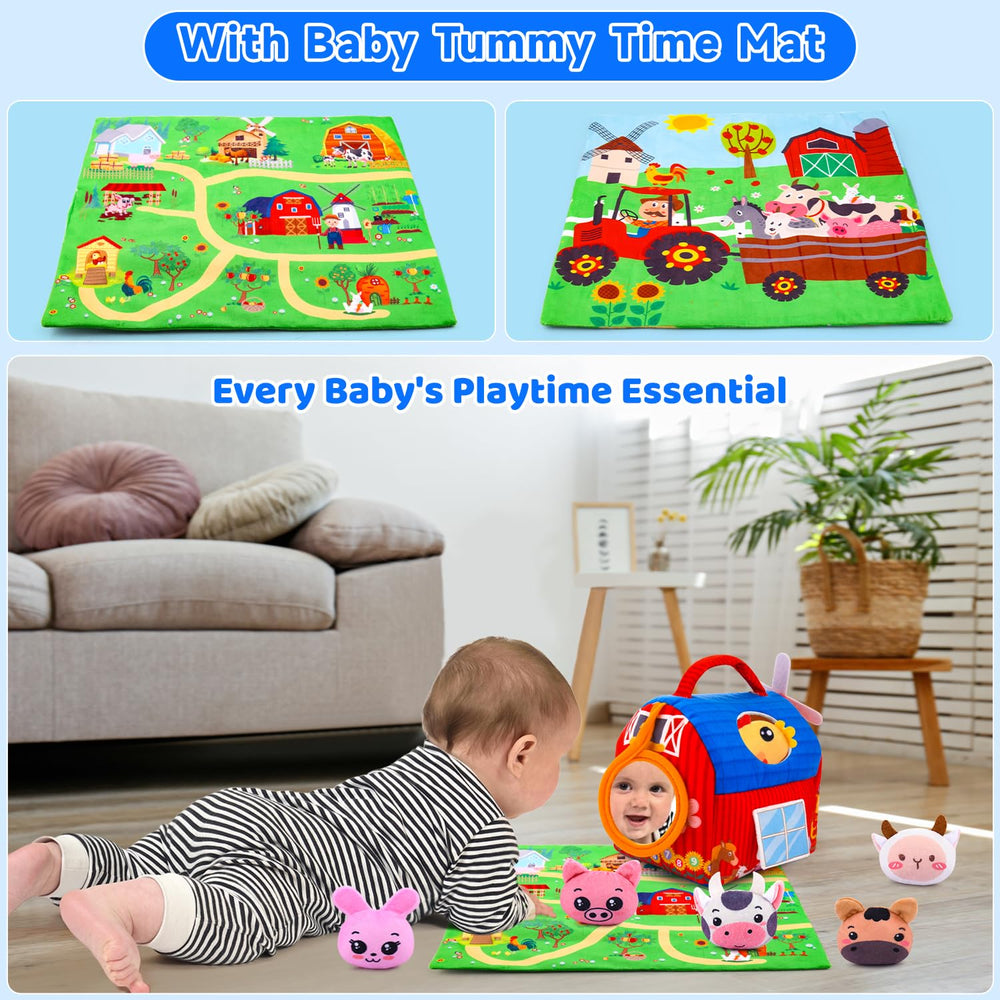 Auney plush animals with crinkle and rattles provide varied textures and sounds.