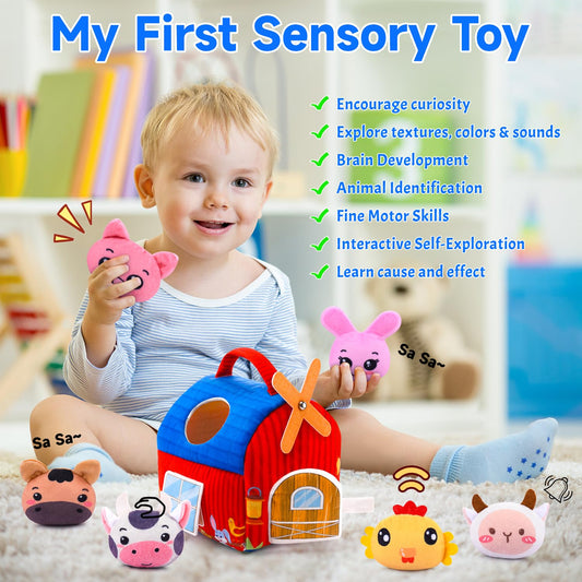 Auney tummy time mat with plush toys supports reaching and tummy play.