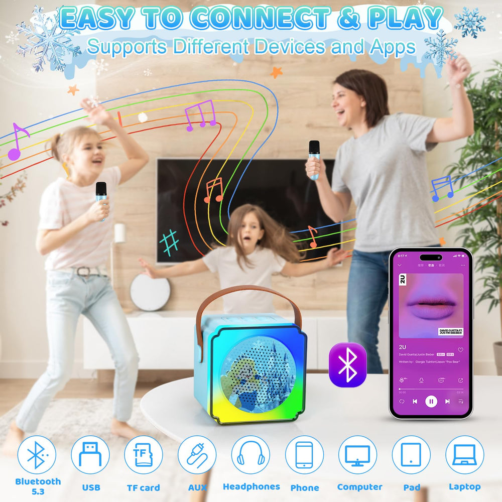 Auney karaoke device with Bluetooth 5.3 for quick pairing.