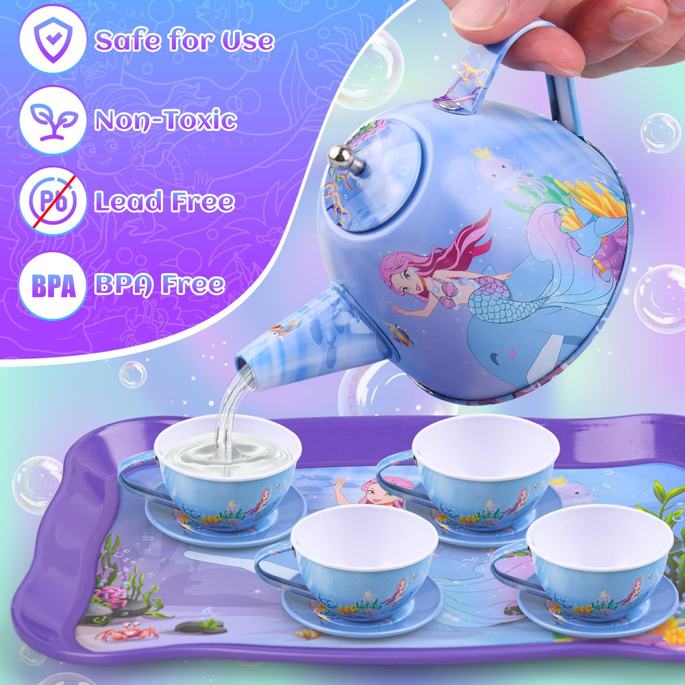 Auney Mermaid Tea Set serving tray focus for organized serving during play