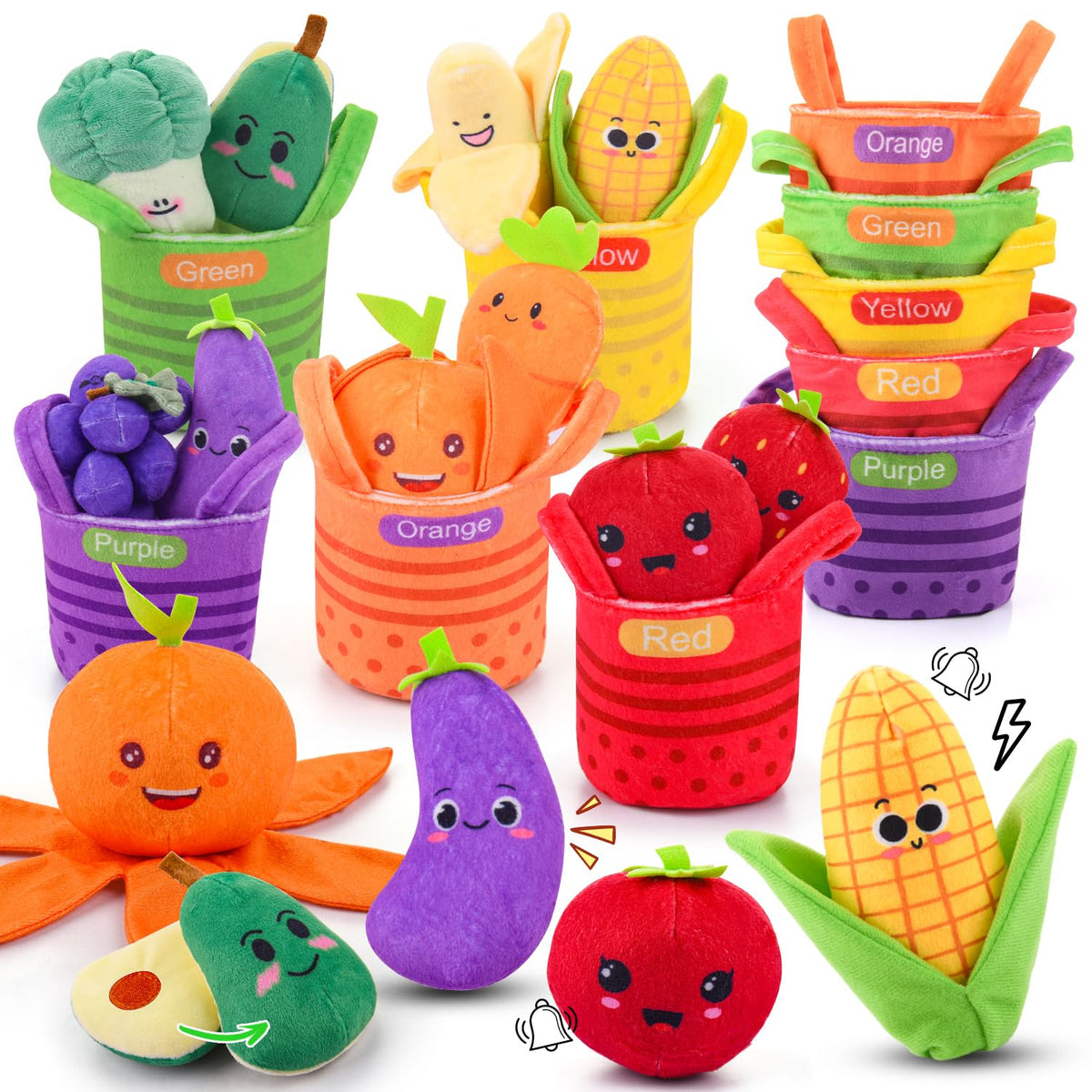 Auney My First Fruits and Vegetables sensory toys encourage exploration and sensory play.