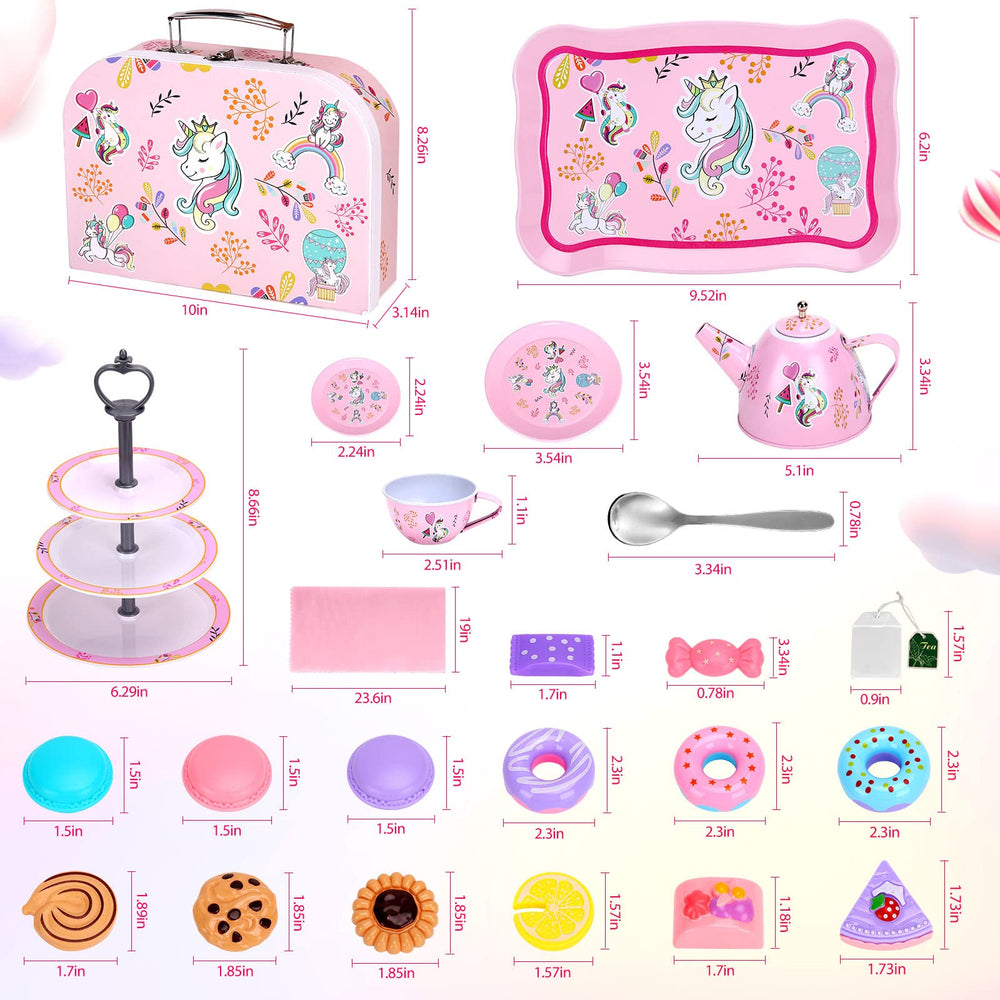 Auney Unicorn Tea Set carrying case portable storage with handle